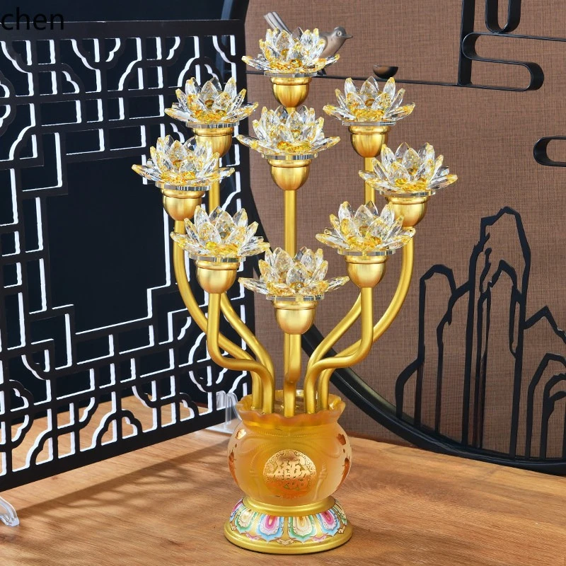 Cz for home colorful water glazed lucky bag lotus ornaments seven, nine and thirteen grade buddha front long ming ornaments