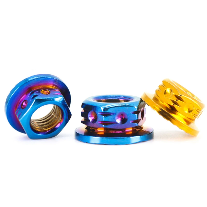 304 Stainless Steel Flange Hex Nut M6 M8 M10 M12 Burn Titanium Gold Flange Hex Nut for Car Motorcycle Bicycle