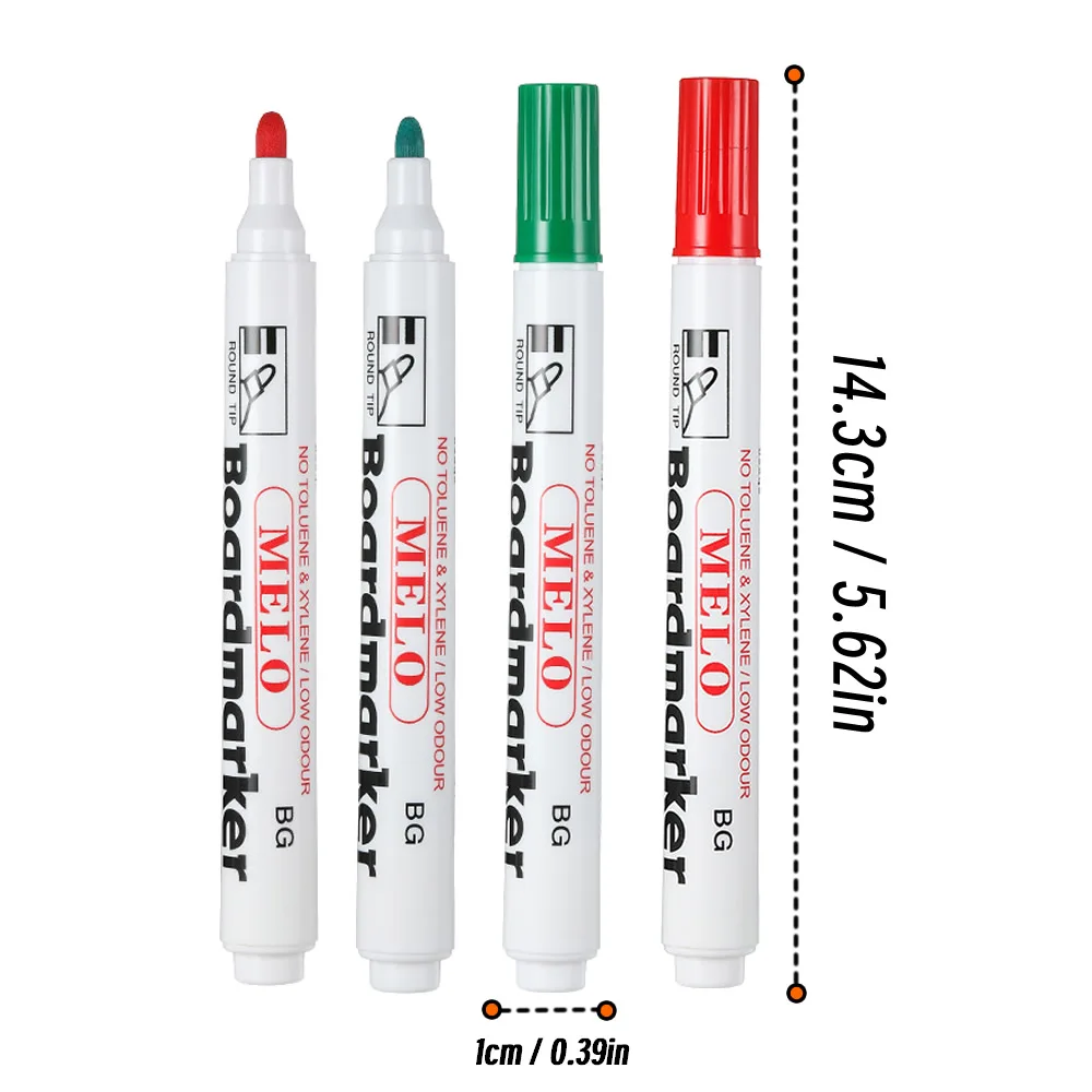 4 Colors/20pcs Dry Whiteboard Marker Pen Blackboard Erasable Chalk Pens Teaching White Board Markers Office School Stationery