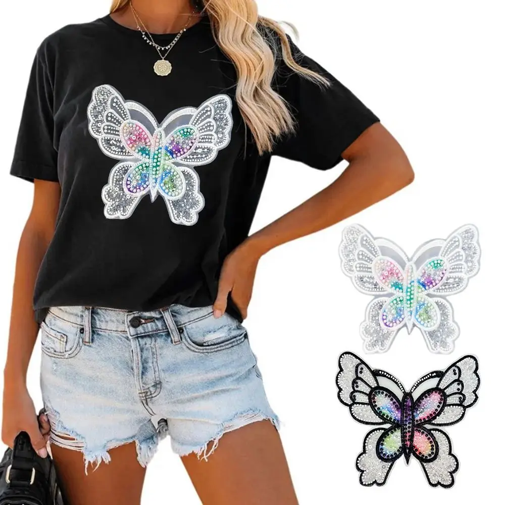 

New Beaded Sequin Butterfly Corsage Colorful Clothing Bag Decorative Accessories Cloth Patch Embroidered Sewing Patch