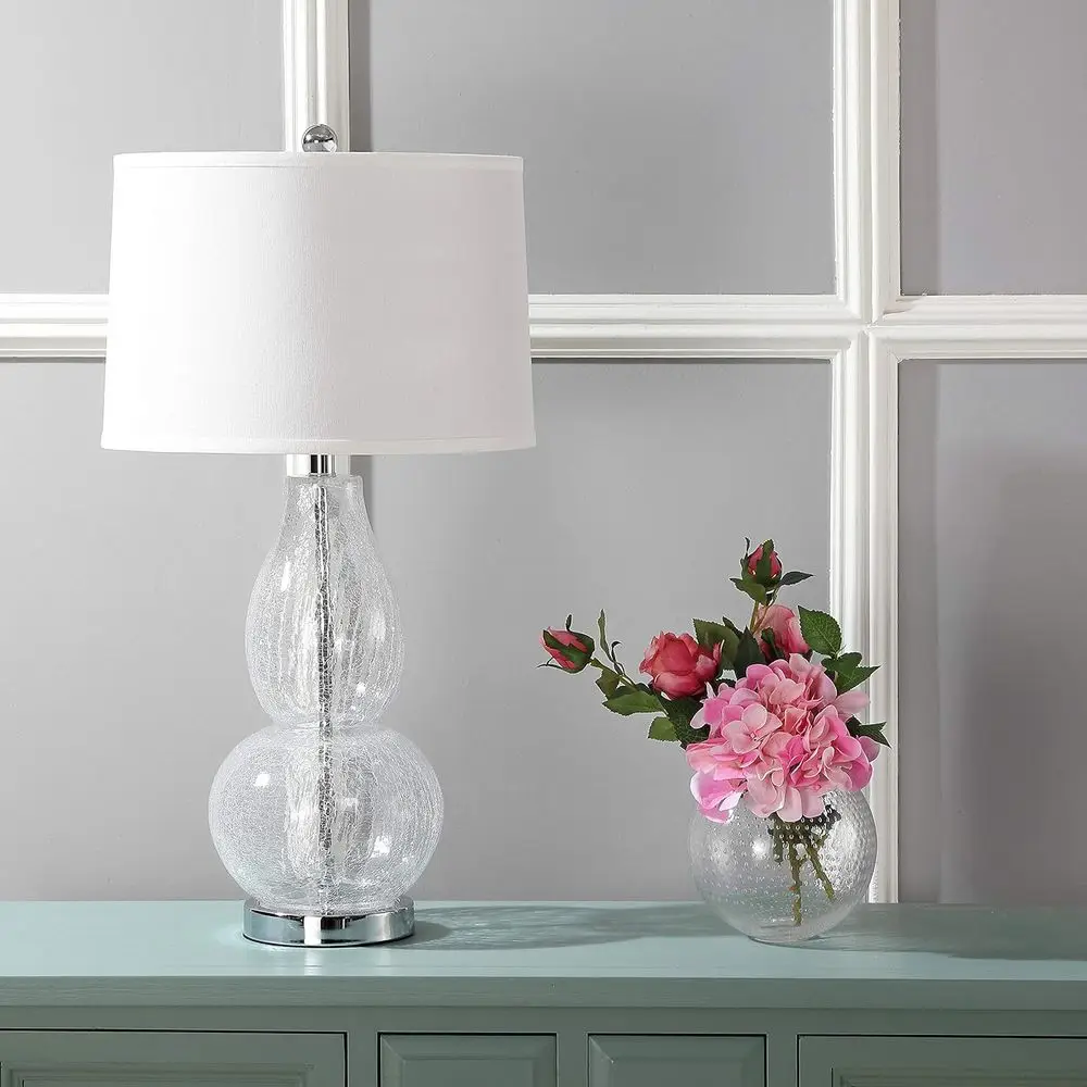 

Crackle Glass Double Gourd 29 Table Lamp with LED Bulbs for Bedroom, Living Room, Home Office, Desk, Nightstand
