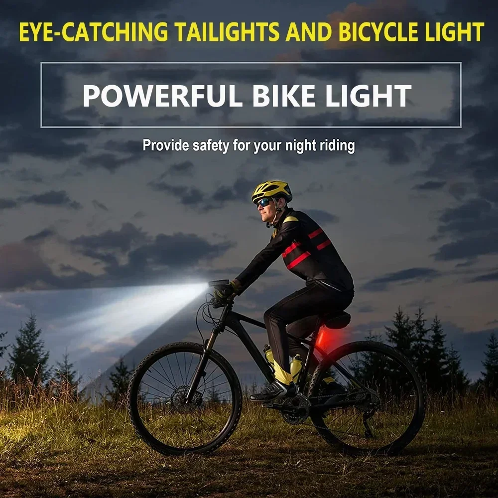 1200mAh Dual T6 Bicycle Light with Clip USB Rechargeable Waterproof Bike Headlight 6-speed Adjustment Super Bright Flashlight