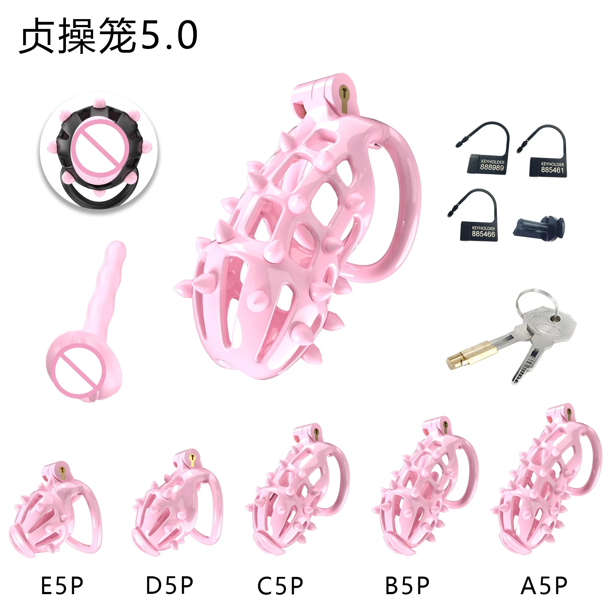 Lightweight Silicone Spikes Cock Cage with 4 Size Penis Rings Male Chastity Cage Device Urethral Stimulation Fetishism Sex Toys