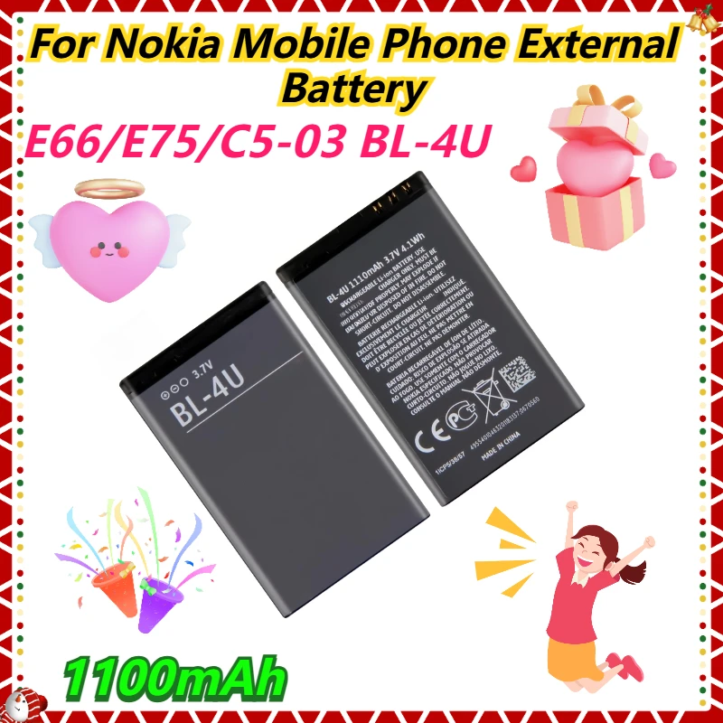 

1110mAh For Nokia E66/E75/C5-03 BL-4U Mobile Phone External Battery