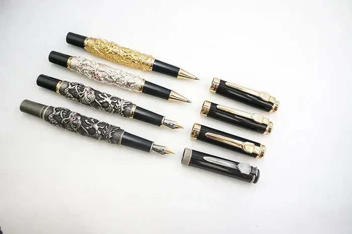 Hot High Quality Jinhao Metal Snake Fountain Pen Luxury Calligraphy Ink Pen Iraurita Cobra 3D Pattern New 0.5 Nib Office Supplie