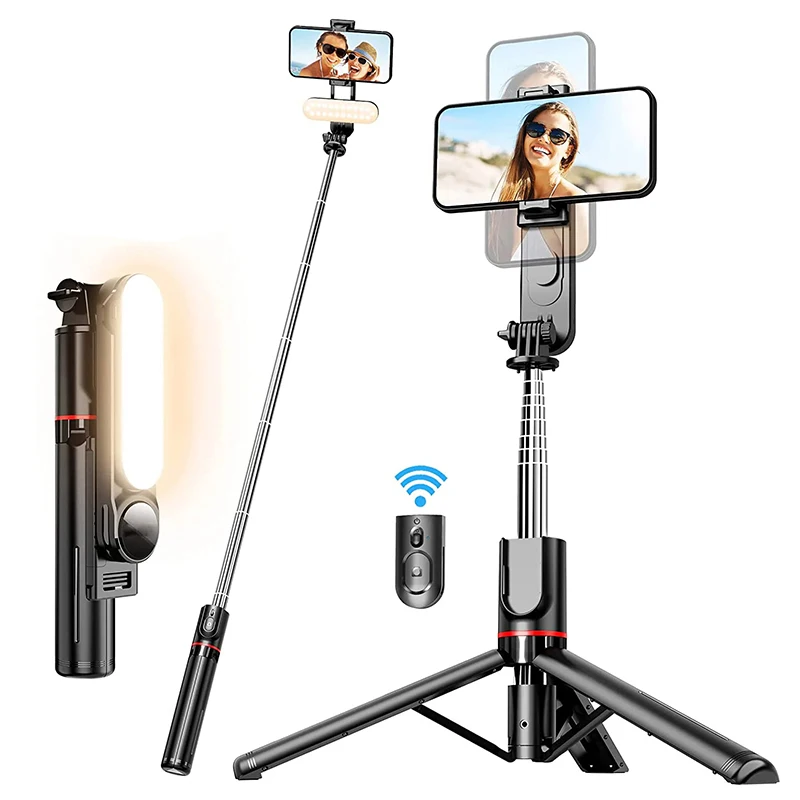 L-15 Selfie Stick Foldable Mini Tripod Photo Live with Fill Light Wireless Bluetooth Remote Shutter For Ios Android Smartphones