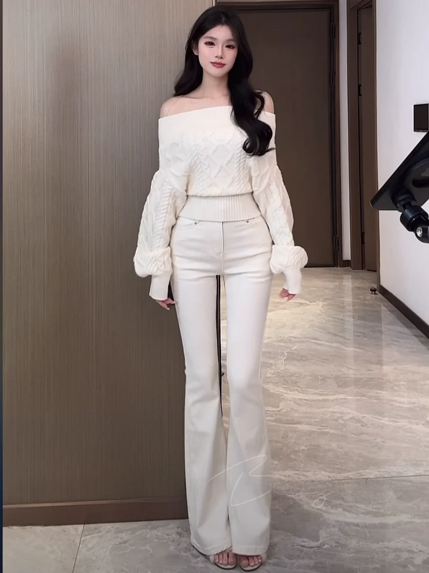 

Женские джинсы с высокой талией, расклешенные, простые, с эффектом подтяжки ягодиц, из высокоэластичного хлопкового денима, длинные брюки в корейском стиле, утягивающие фигуру