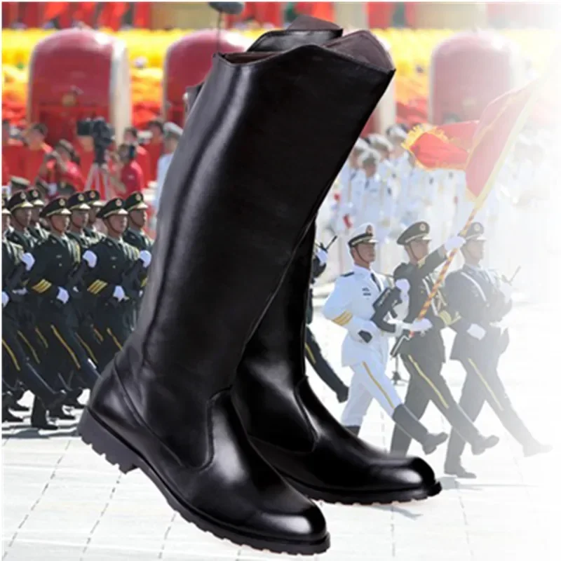 Top Quality New 2024 Fall Winter Knee High Long Boots Men\'s Waterproof Leather Knight Motorcycle Boots Male Shoes Black