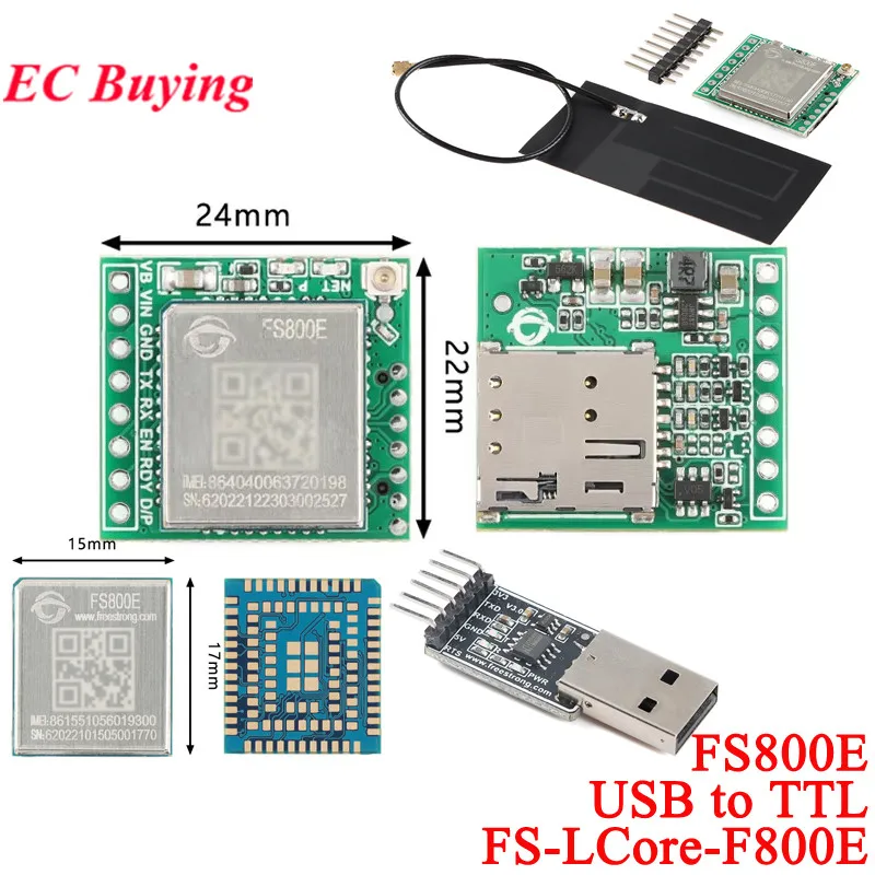 FS800E 4G Core Board Cat.1 Wireless LTE All Network Communication DTU Data Transmission EC800N Development Module FS-LCore-F800E