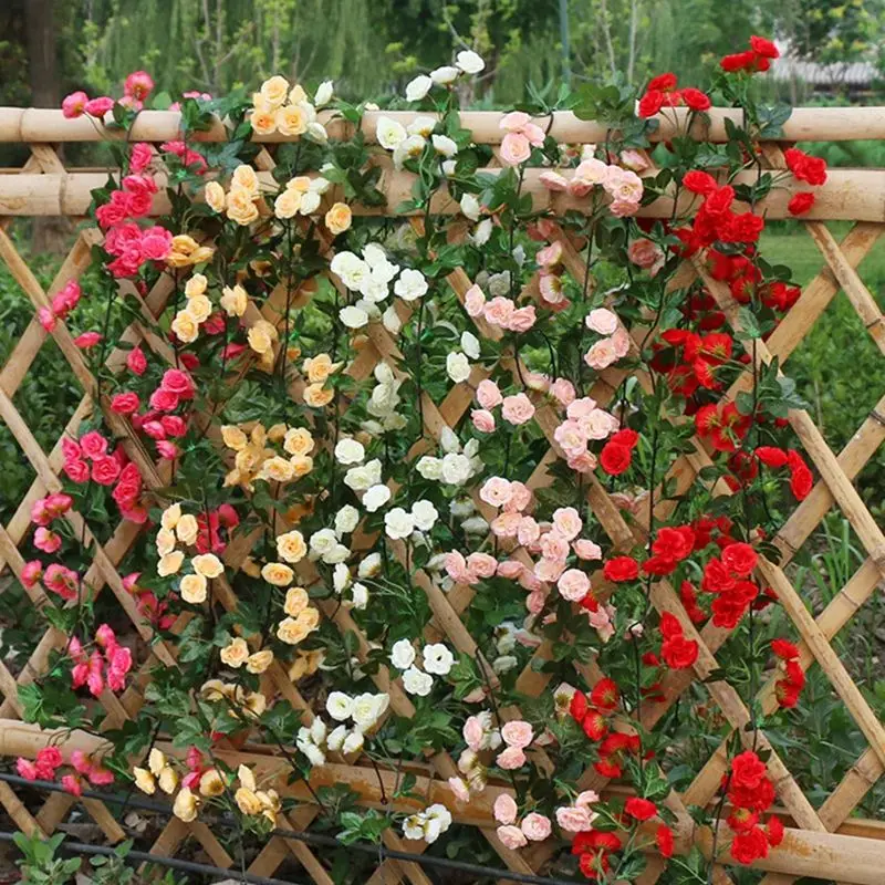 Artificial Flowers Silk Rose Simulated Vine Wedding Wreath Garland Home Room Festival Spring Outdoor Garden Arch Decor DIY Gifts
