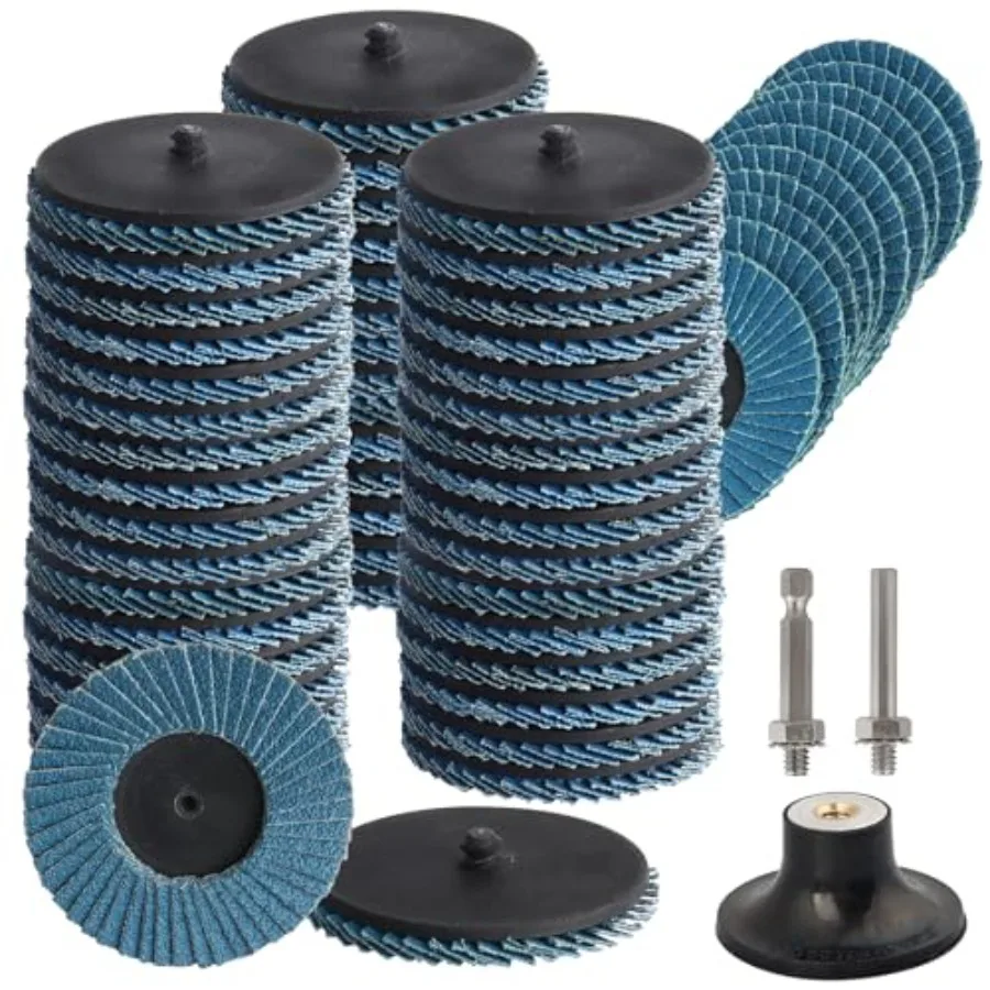 

Die Grinder Sanding Disc 2 Inch Flap Disc Set with 1/4 Inch Holder Flat Flap Discs Roll Lock Sanding Wheel 40 60 80 120Grit for
