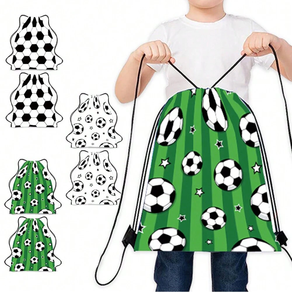 3pcs Football Theme Candy Gifts Bags Non-woven Drawstring Goodie Bag Kids Sport Birthday Party Favors Decoration Supplies