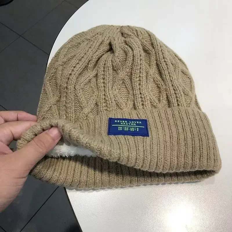 Fashion Men Women Winter Cable Knit Beanie Cap Fleece Lined Thick Warm Windproof Outdoor Knitted Woolen Hat Ski Hip Hop Beanies