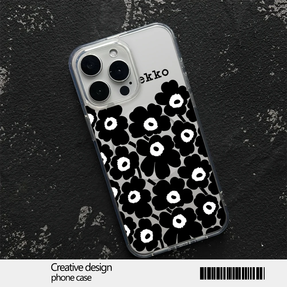 Maris Mekko Flower Design Phone Case for iPhone 12 11 13 14 15 16 Max Pro Plus Magsafe Magnetic Wireless Cover