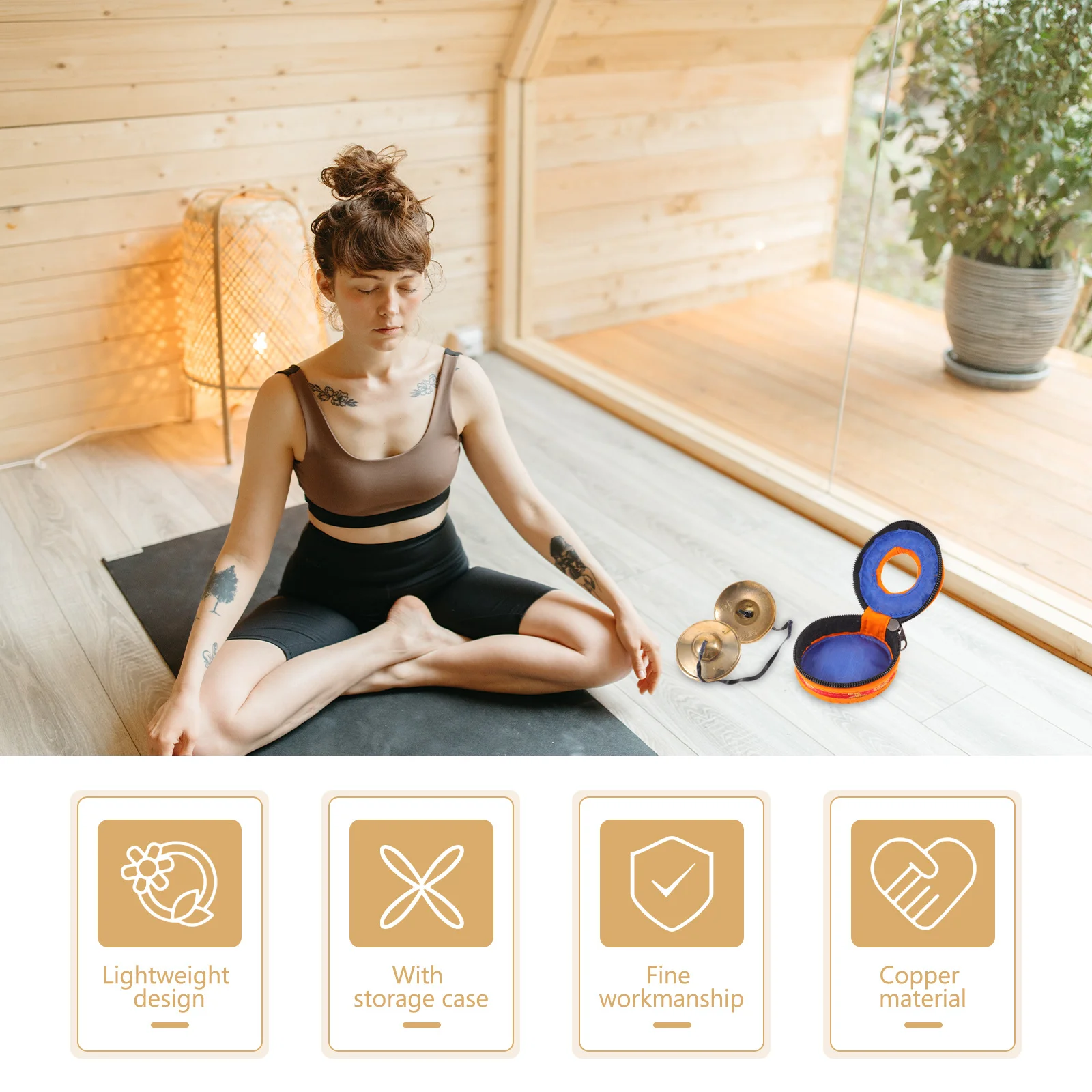 

1 Set Tibetan Tingsha Copper Cymbal Bell Small Percussion Instrument For Yoga Meditation Sound Therapy Religious Ceremony Hand