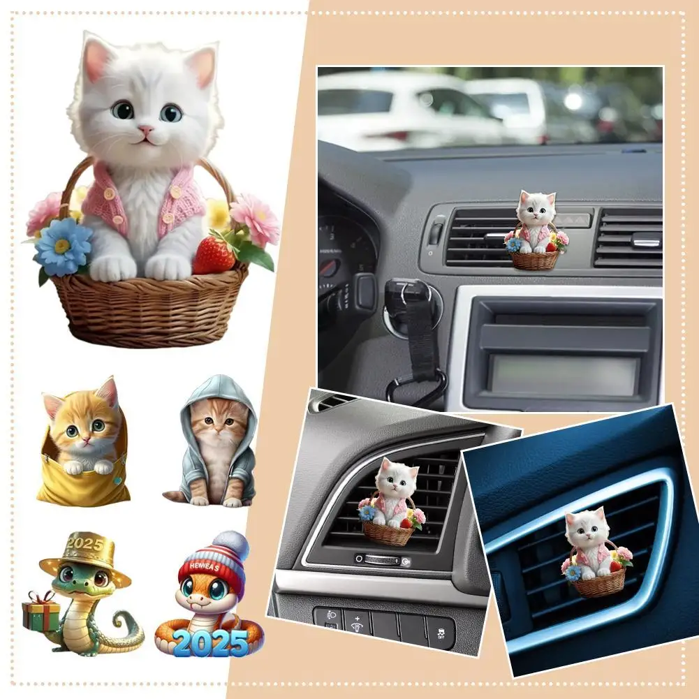 Car Cute Aromatherapy Forair Outlet Snake Year Car Cats Cartoon Clips Forair Conditioning Air Interior Decoration Vent Cute Z6z4