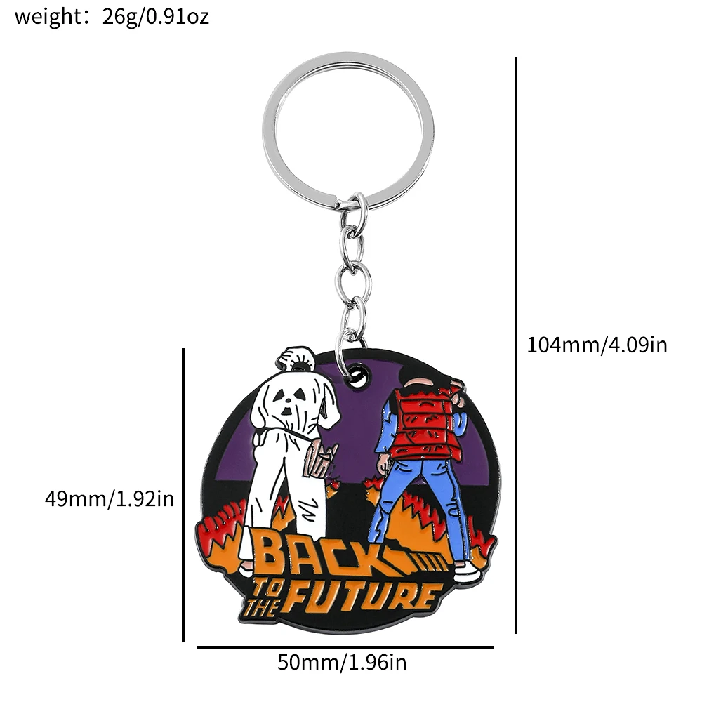 Back To The Future Keyring Doc and Marty Metal Keychain With Enamelled Charm Perfect for Movie Fans Gifts