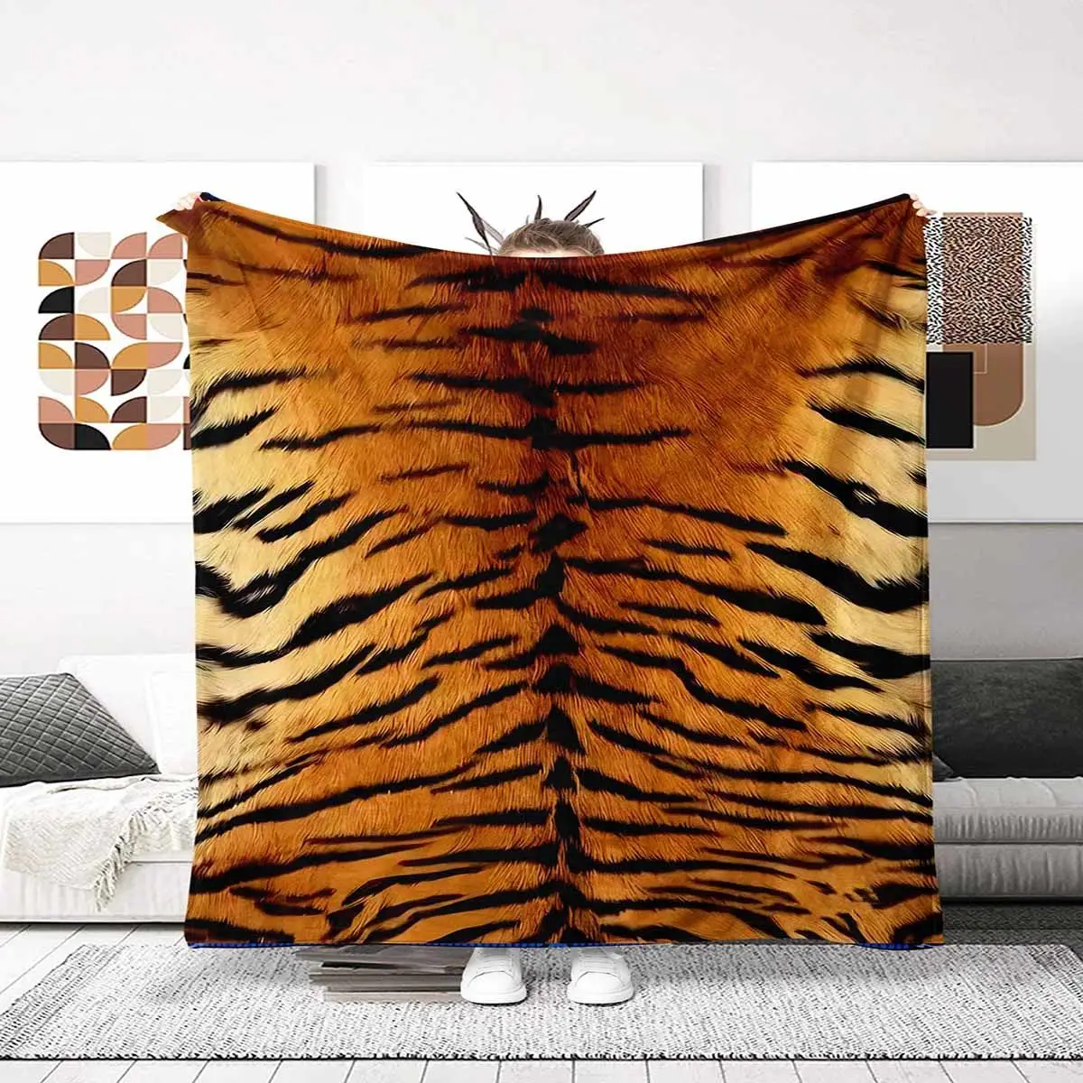 

Personalized Tiger Patterned Blanket Natural Comfort Warmth Home Use Blanket Dormitory Single Person Nap Light Luxury Leisure