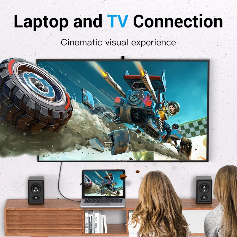 Vention Mini DisplayPort to HDMI Cable 4K HD Mini DP to HDMI Adapter for MacBook Air PC iMac TV Projector Thunderbolt 2 to HDMI