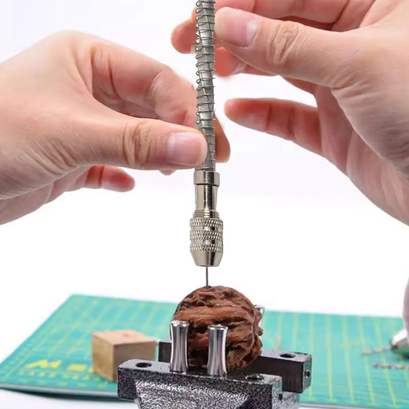 Portable Practical Hand Drill Bit Silver Tools Woodworking 0.1-2mm Chuck Drill Bit Drilling For Carving Manual