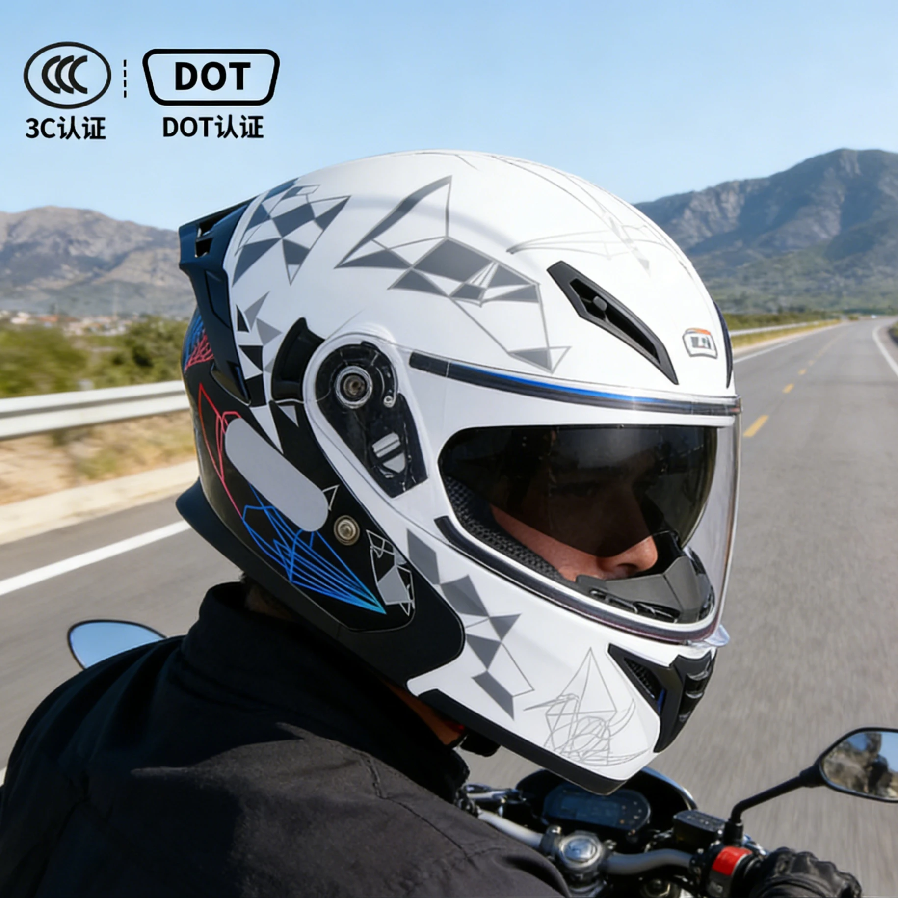 

Flip Up Motorcycle Helmet Full Face Dual Visor For Men Women 3C Certification Four Seasons Warm Electric Motorbike Helmet