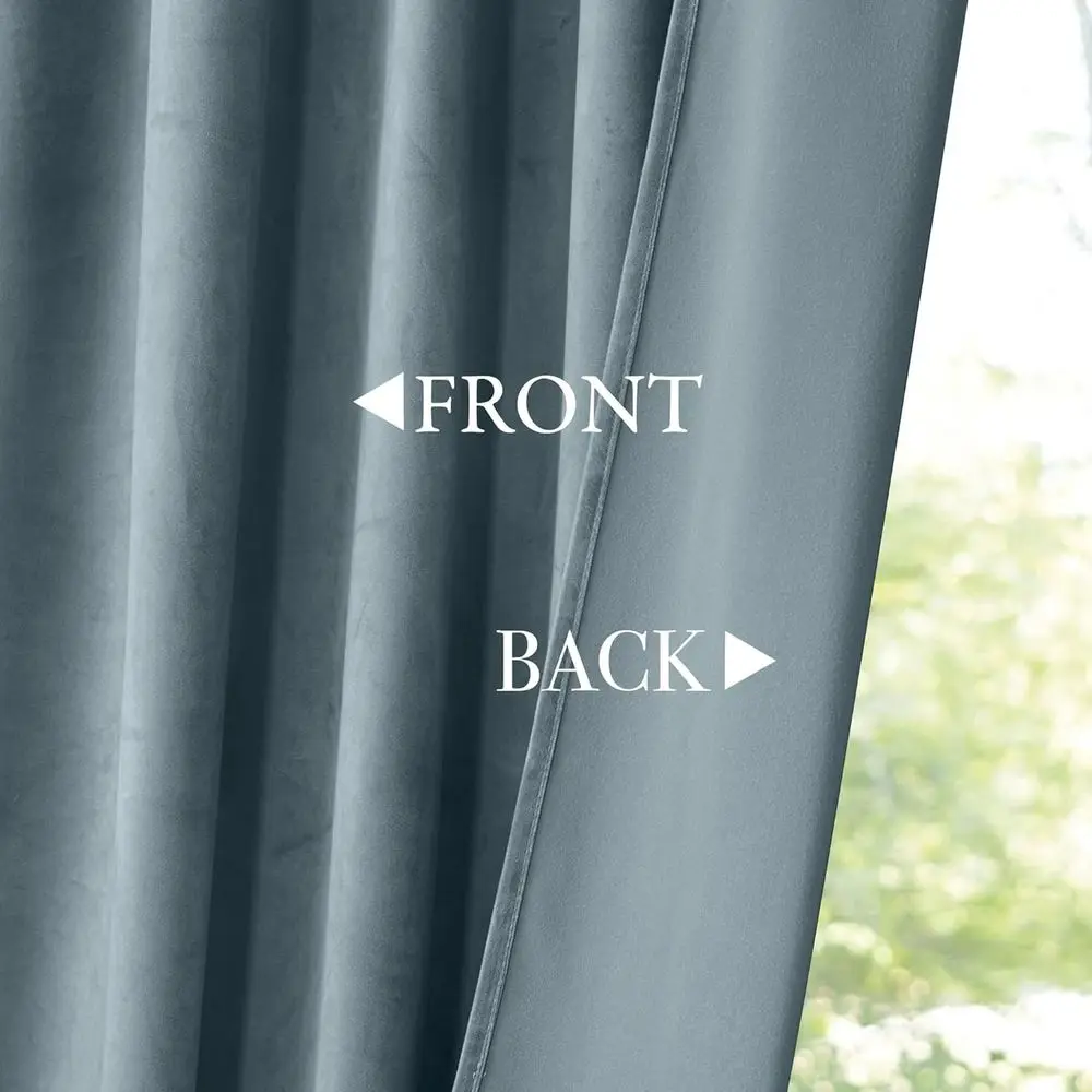 102 cortinas de terciopelo azul piedra, juego de 2 paneles para dormitorios y salas de estar, aislamiento térmico suave y opaco, diseño de pestaña trasera, 52