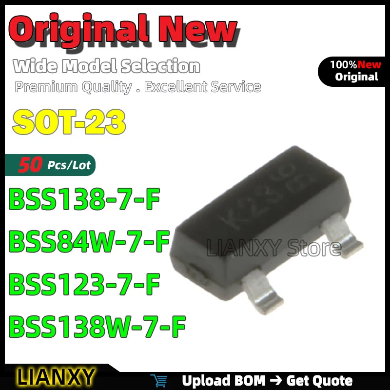 50pcs SOT-23 BSS138-7-F BSS84W-7-F BSS123-7-F BSS138W-7-F N-channel MOSFET New Original