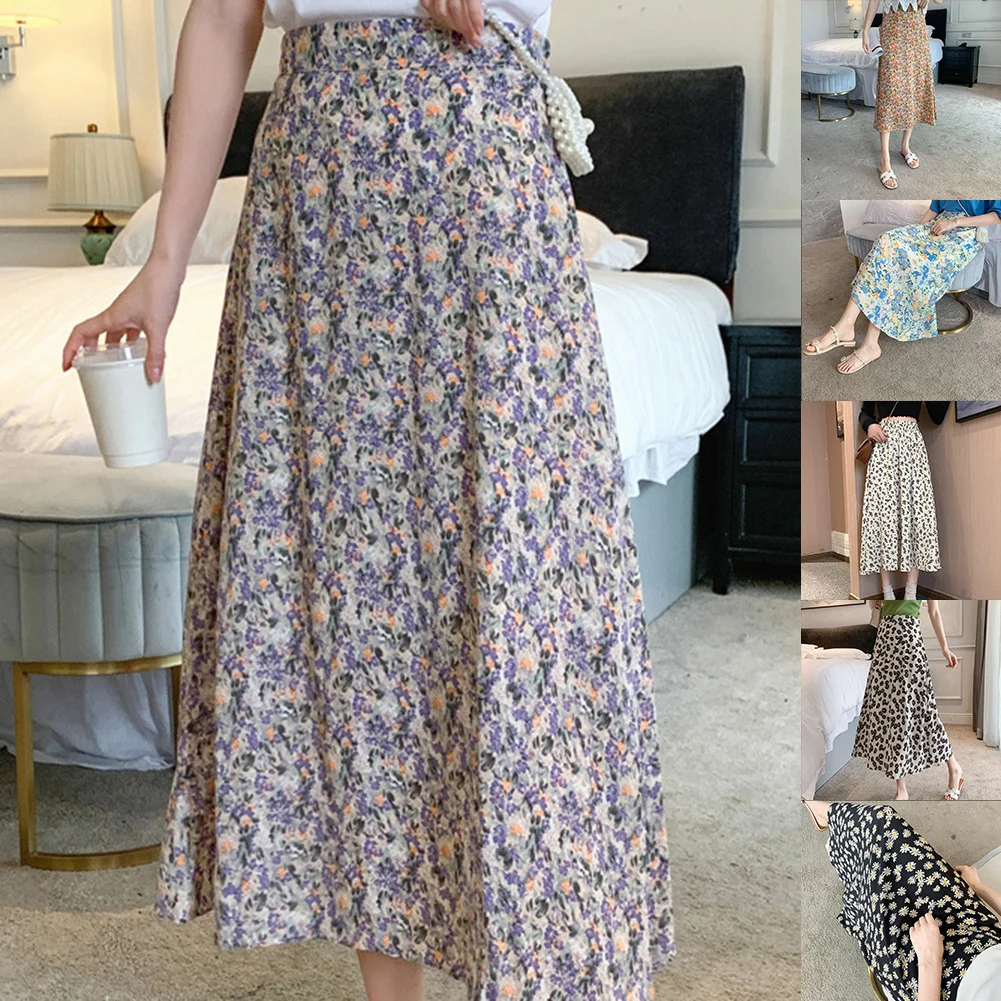 Club Daily Holiday As Pictures Show A line Pleated Skirt Long Skirt Casual Style Drawstring Waist Regular Length