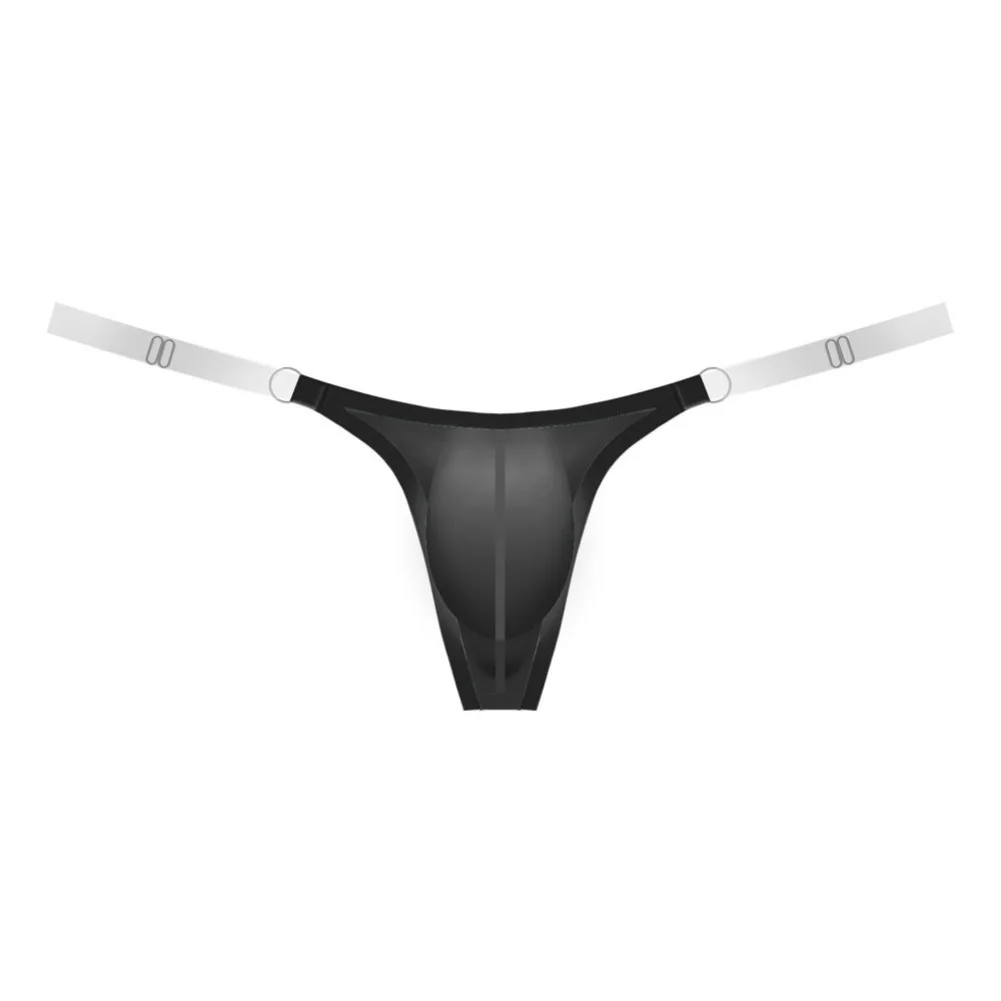 Men's Briefs G-String Low Waist Bulge Pouch Underwear Thong Ice Silk Panties High Fork Sexy Erotic Jockstrap Underwear