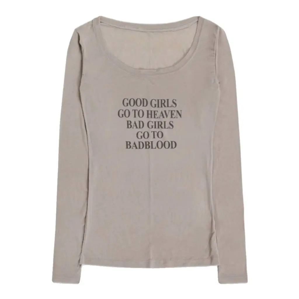 

Badblood Bcac Series American Printed Loose T-Shirt for Women Casual Long-Sleeved Top Sexy Bottoming Shirt