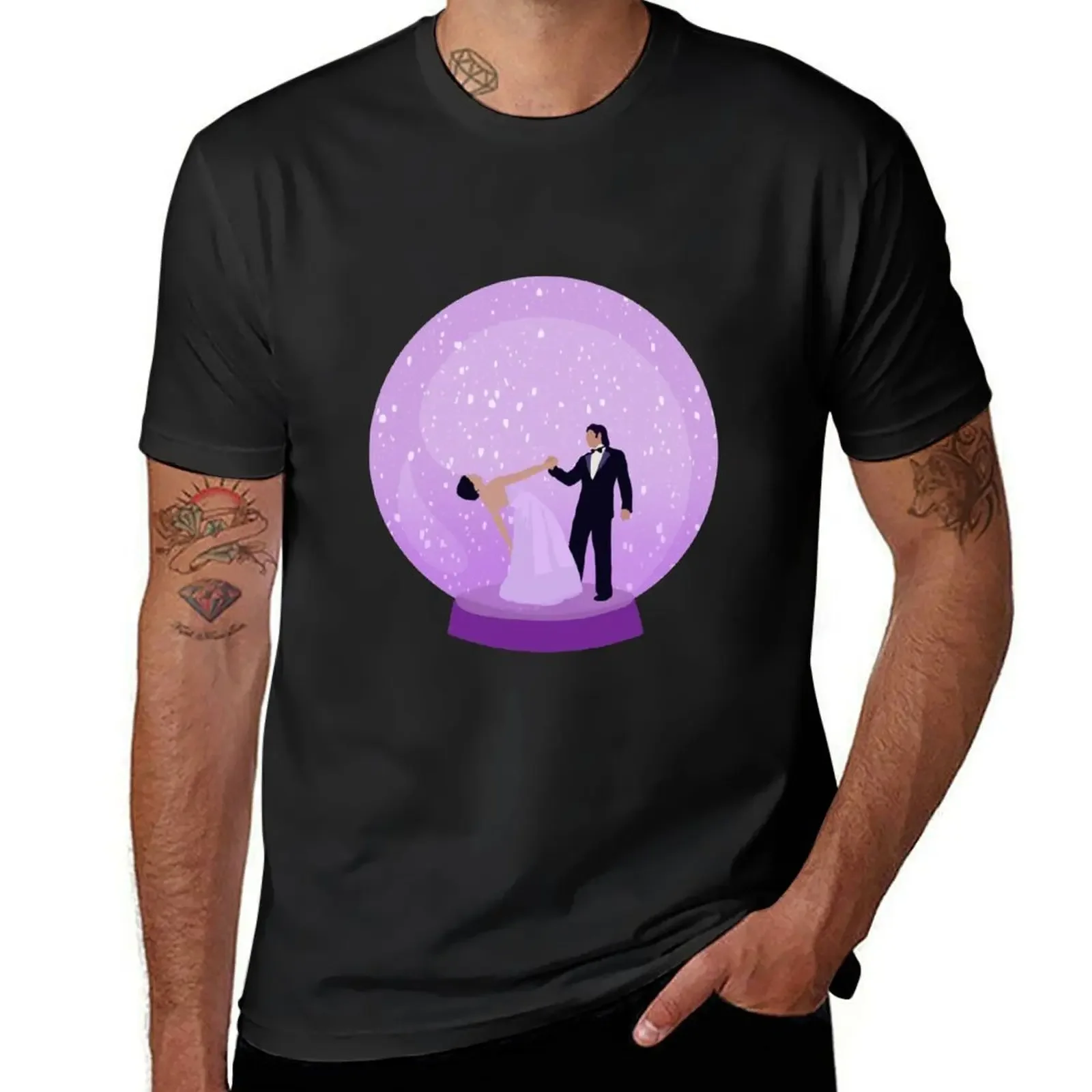 Om and Shanti in the snow globe T-Shirt street wear oversized men t shirts