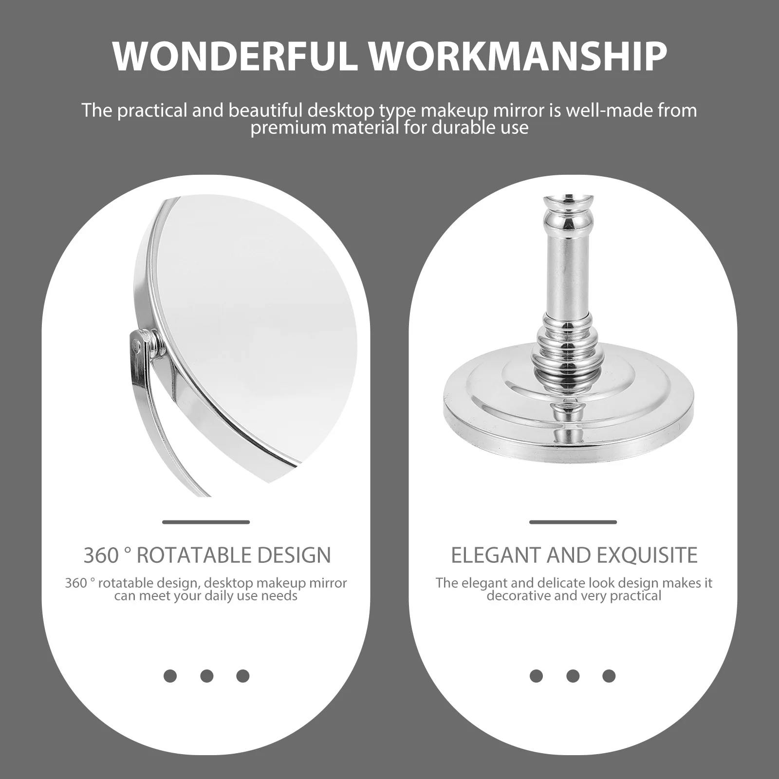 1 قطعة مرآة ماكياج سطح المكتب عمودي دوار معدني مزدوج الوجهين مرآة سطح أملس غرامة صنعة هدية للنساء #2