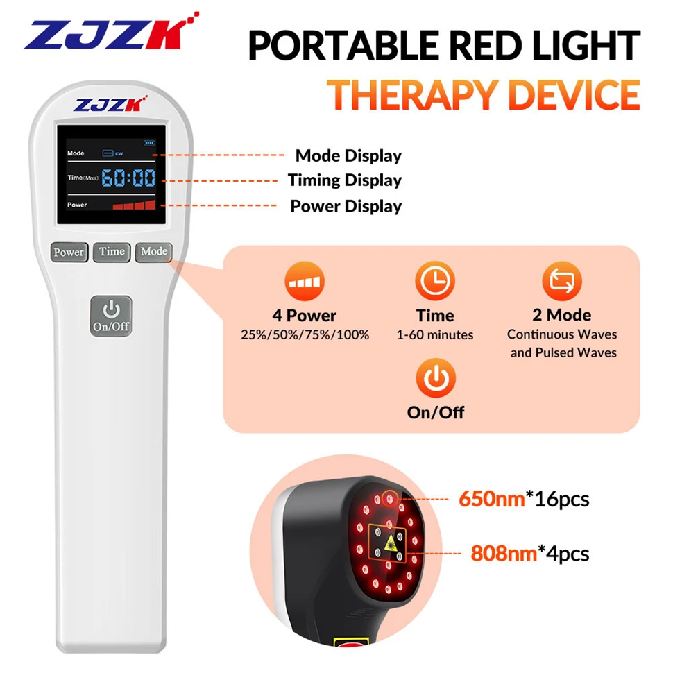 

ZJZK Joints Pain Management LLLT Cold Laser Therapy at Home Physical Therapy muscles Sprain for Spine Arms Human & Dogs Trunk