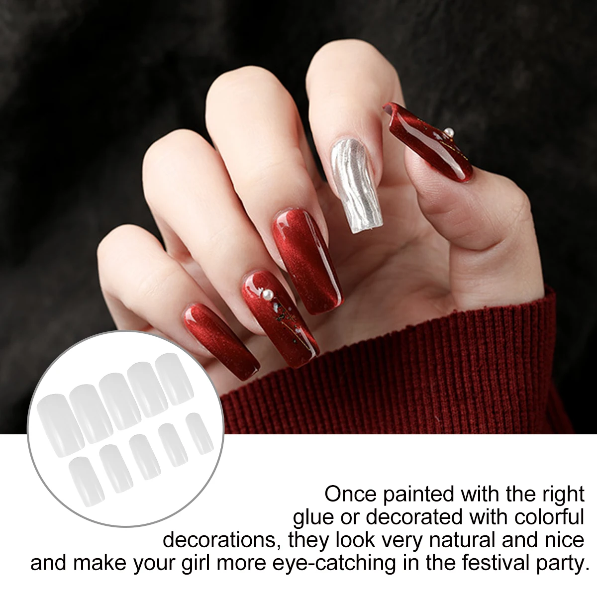 

600 Pcs Fully Sticker with No Trace Nail Tips False Nails Pointy Manicure Stickers Supplies Fake