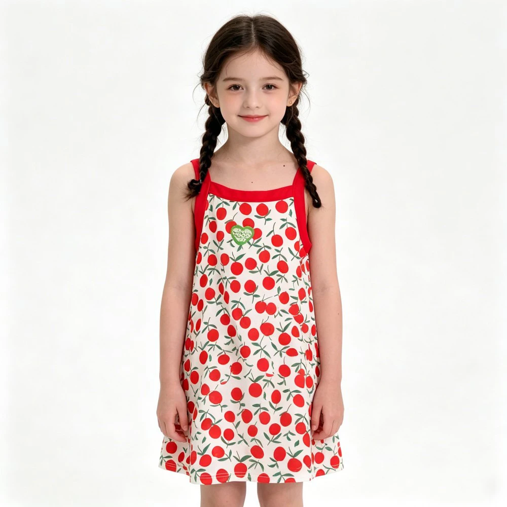 Breathable Cool Feel Kids Sleeveless Sundress Girls Cami Dress Floral Print Children Pajamas Casual Home Sleep Dress for Summer