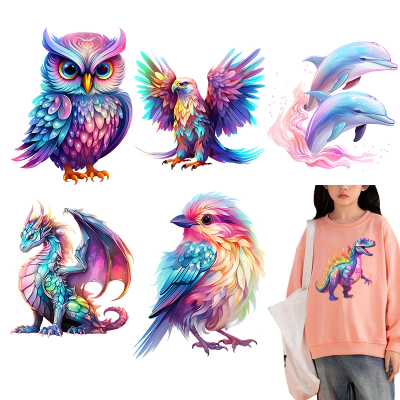 Sublimation of magical animals Transfers For Clothing Stickers Cartoon Animal Thermal Heat Transfer For Kids Clothes Print