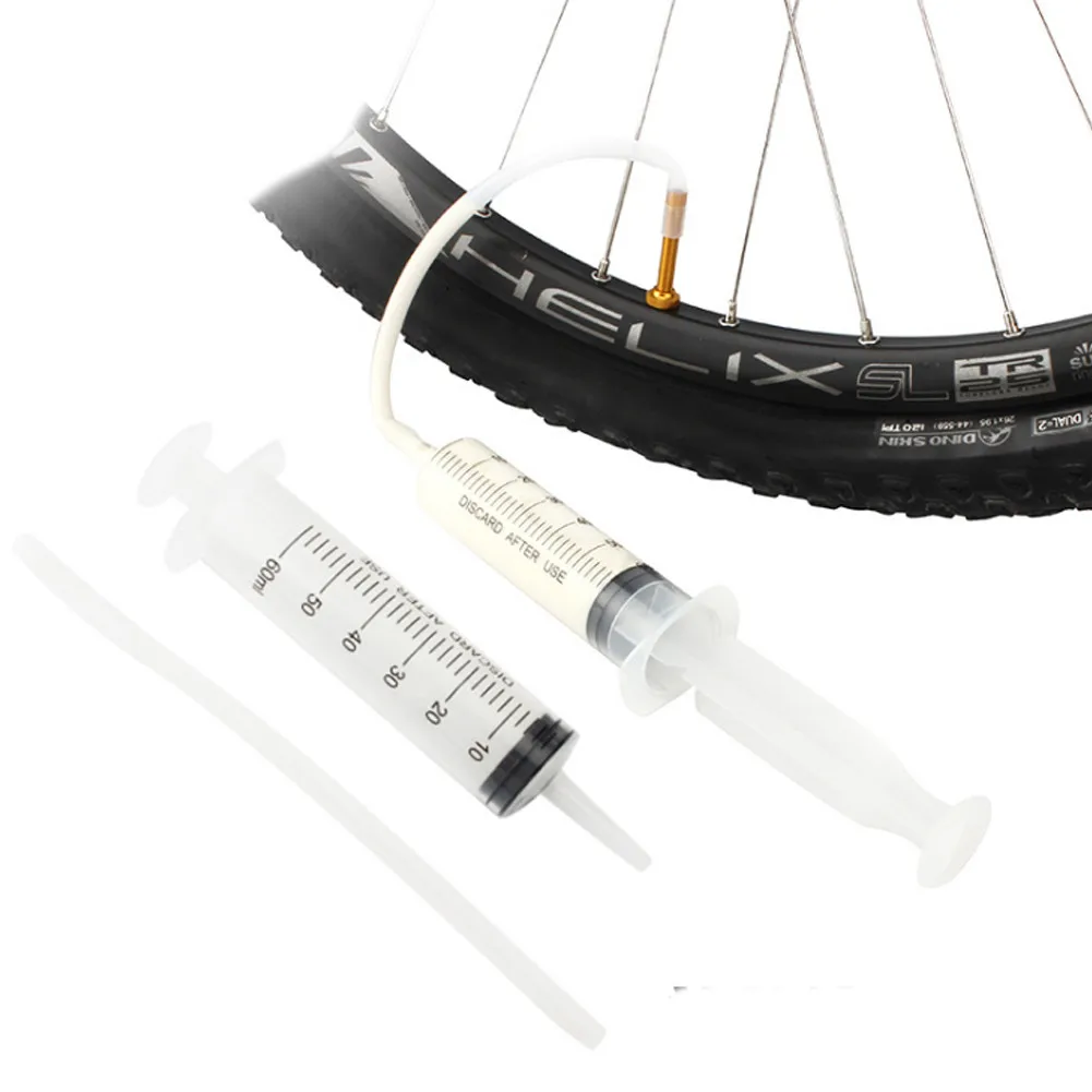 Bike Tire Tubeless Sealant 60ml Syringe Rubber Hose Kit For Inner Tube Mtb Road Bicycle Tire Tubeless Valves bike tools