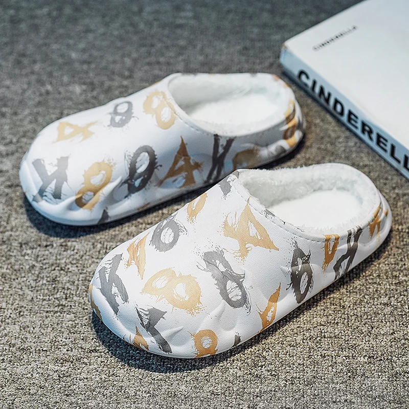 Light Weight Cotton Slippers Cozy Warm Plush Lining Wearproof Anti Skid Sole Comfort House Footwear for Men Women Indoor Use
