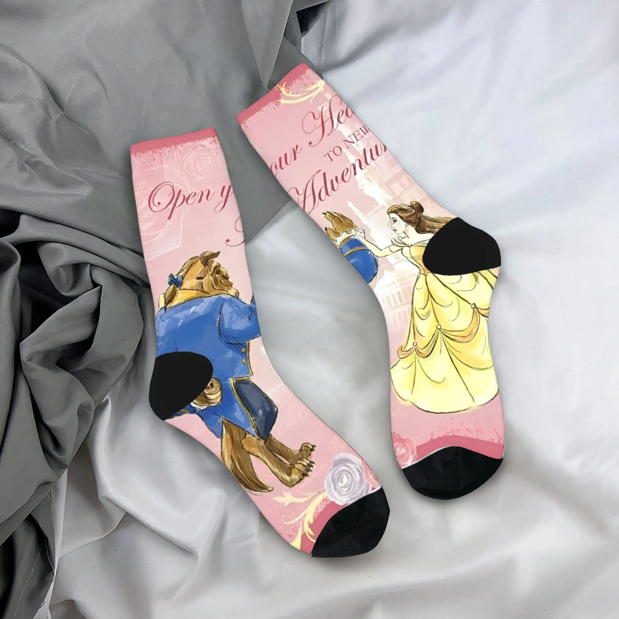 

Чулки «Красавица и чудовище», носки для отдыха на заказ, осенние противоскользящие носки, мужские уличные теплые мягкие носки