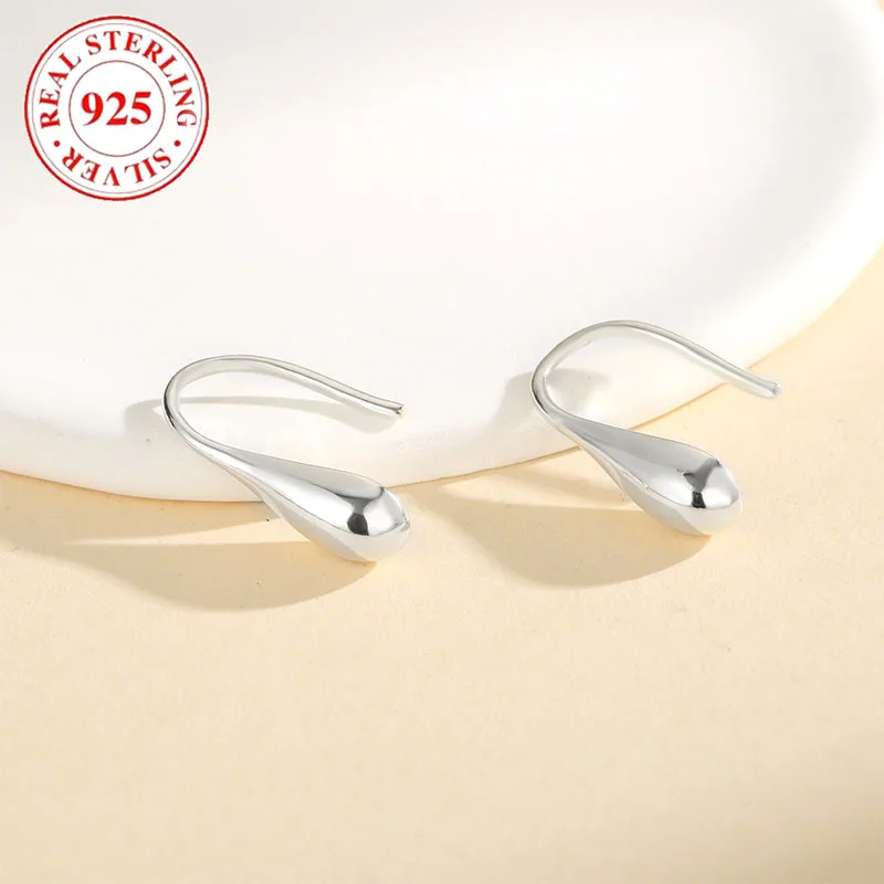 925 sterling silver geometric droplet women's ear hook earrings hypoallergenic simple earrings fashion women's jewelry gifts