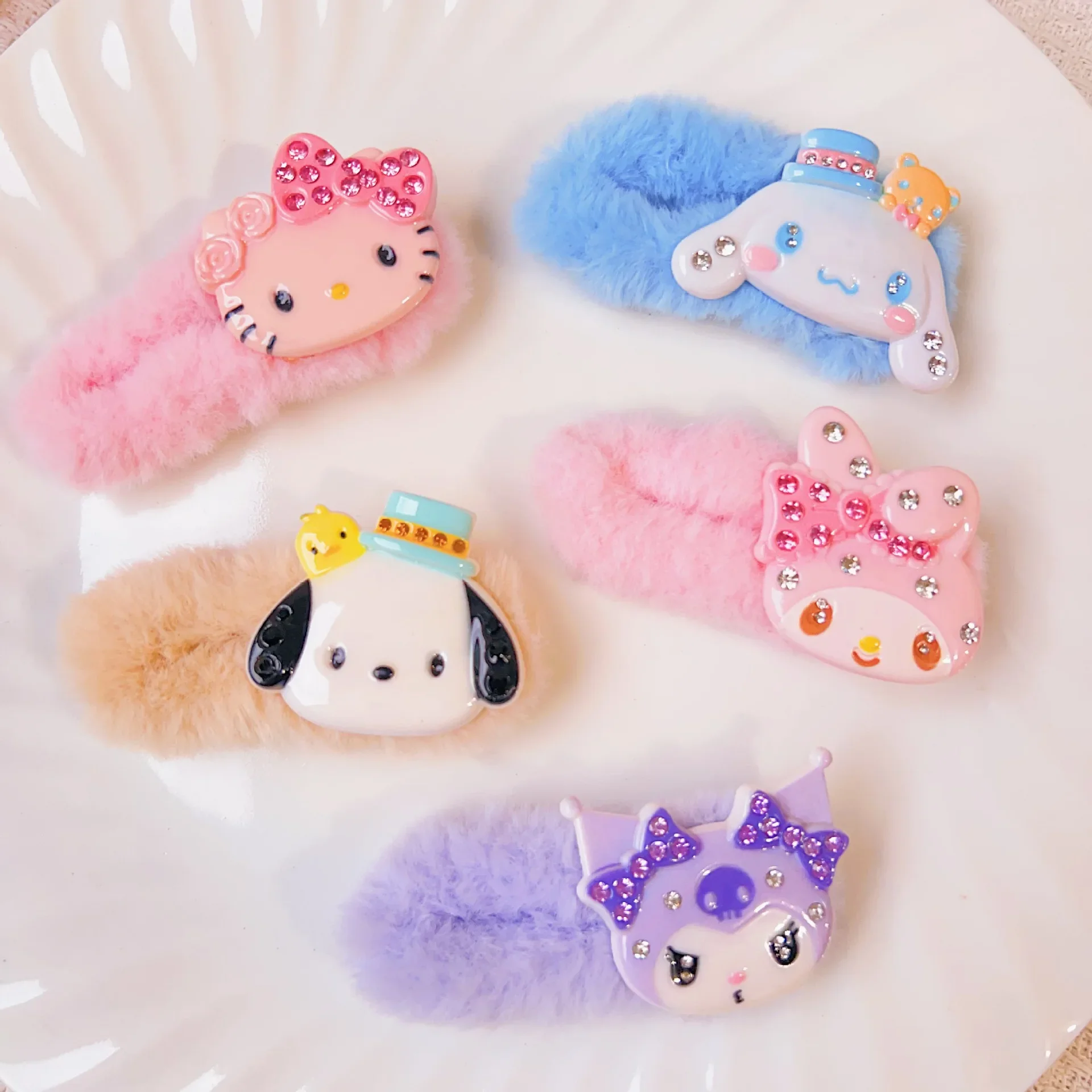 

Sanrio Headwear Apparel Accessories Cartoon Children's Hair Clip Cute Internet Celebrity Hairy Girl Sweet Broken Hair Clip