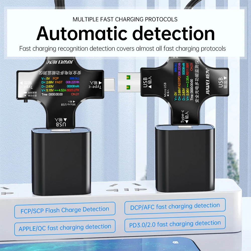 USB Tester DC Type-C PD Digital Voltmeter Amper Voltage Current Monitor Ammeter Detector Power Bank Charger Capacity Meter 5.1A