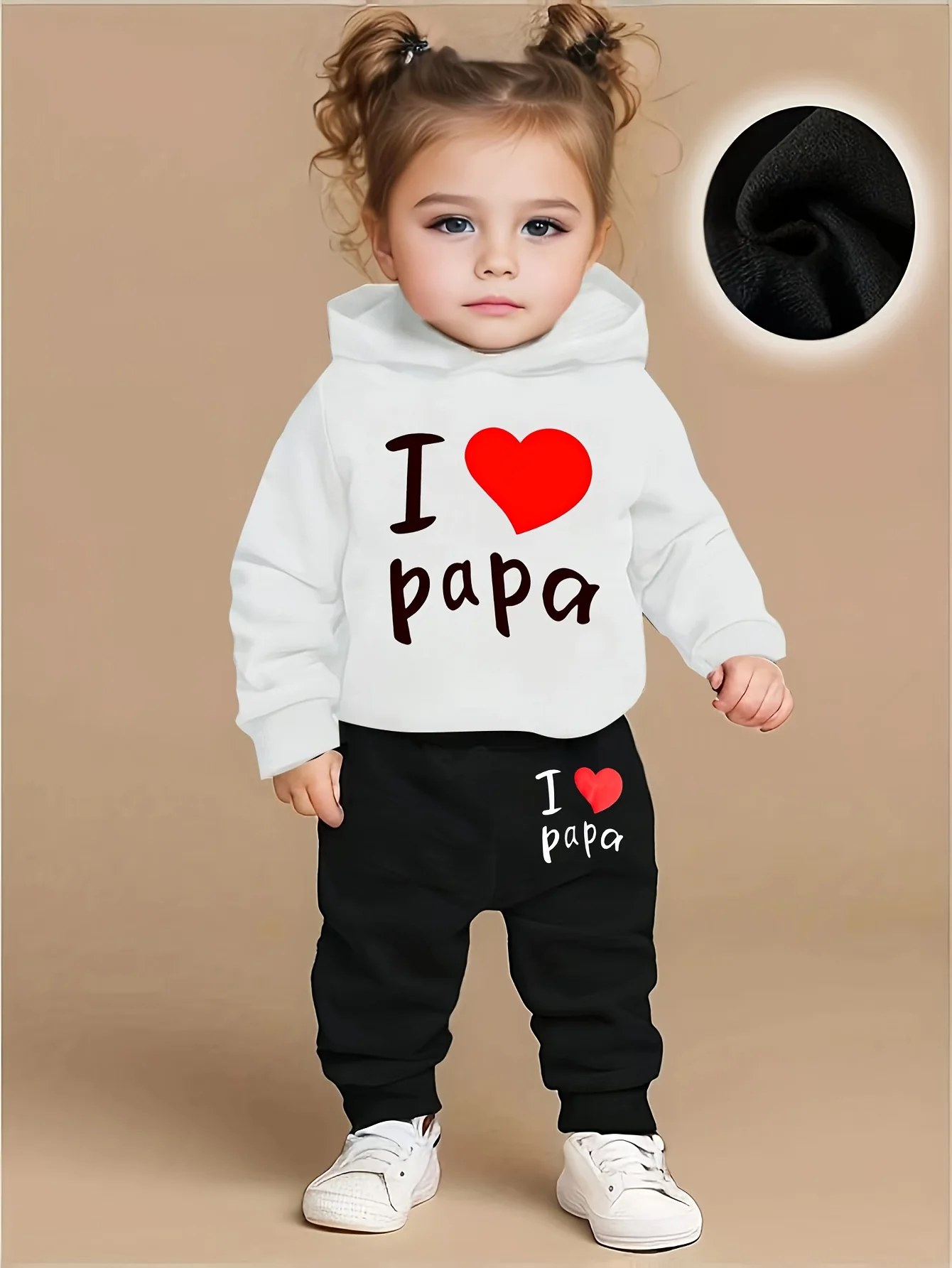 

Флисовая толстовка с длинными рукавами для новорожденных девочек I LOVE Papa + повседневные спортивные штаны, комплект детской одежды с буквенным сердечком