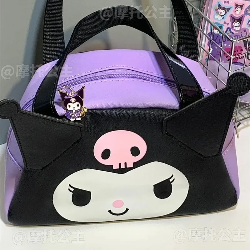 

Kuromi Anime Kawaii Sanrio Children Large Capacity Portable Storage Bag Cute Cartoon Waterproof Handbag Gifts for Kids
