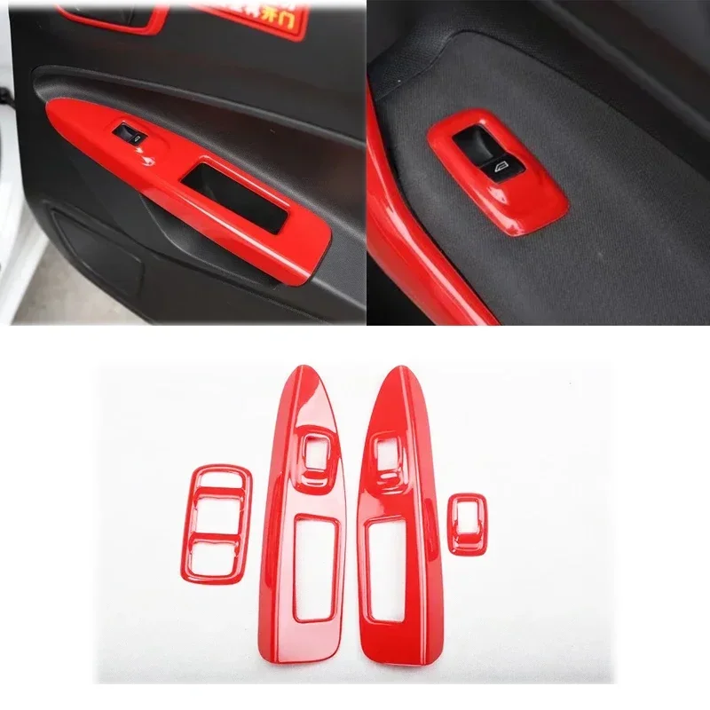 Voor Ford Fiesta 2009 2010 2011 2012 2013 ABS Rode Kleur Interieur Accessoires Gear Windows Bedieningspaneel Center AC Panel cover