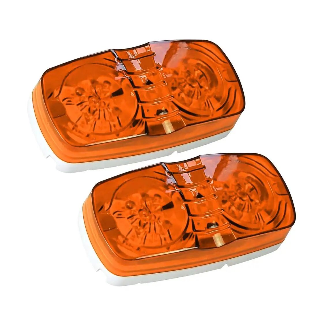 2pcs Amber Truck Trailer 10 LED Double Bubble Side Marker Light Clearance Lamp