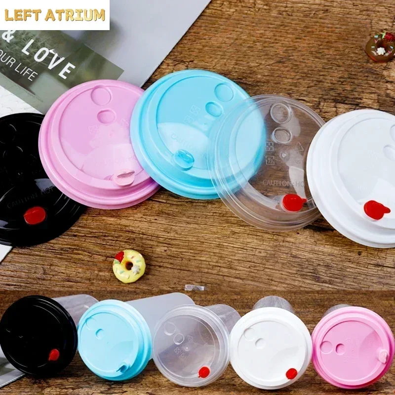 100pcs 90mm Caliber Disposable Leak Proof Connected Cup Cover Takeaway Milk Tea Lid Paper Cup Food Grade Pp Injection Molded Lid