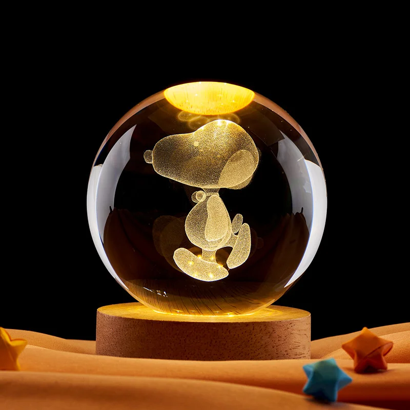 Snoopy Figure Model Crystal Ball Cartoon Anime Derivative Peripherals Home Decor Accessories Valentine’s Day Birthday Party Gift