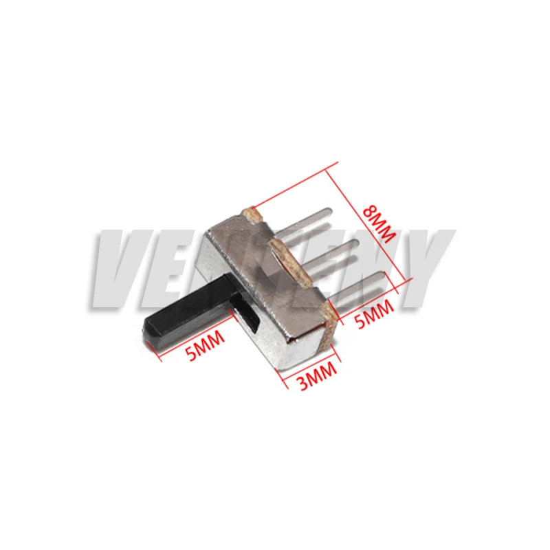 20Pcs SS12D00 Interruptor On-Off Mini Slide Switch 3pin 1P2T 2 Position High Quality Toggle Switch Handle Length:3MM/4MM/5MM/6MM