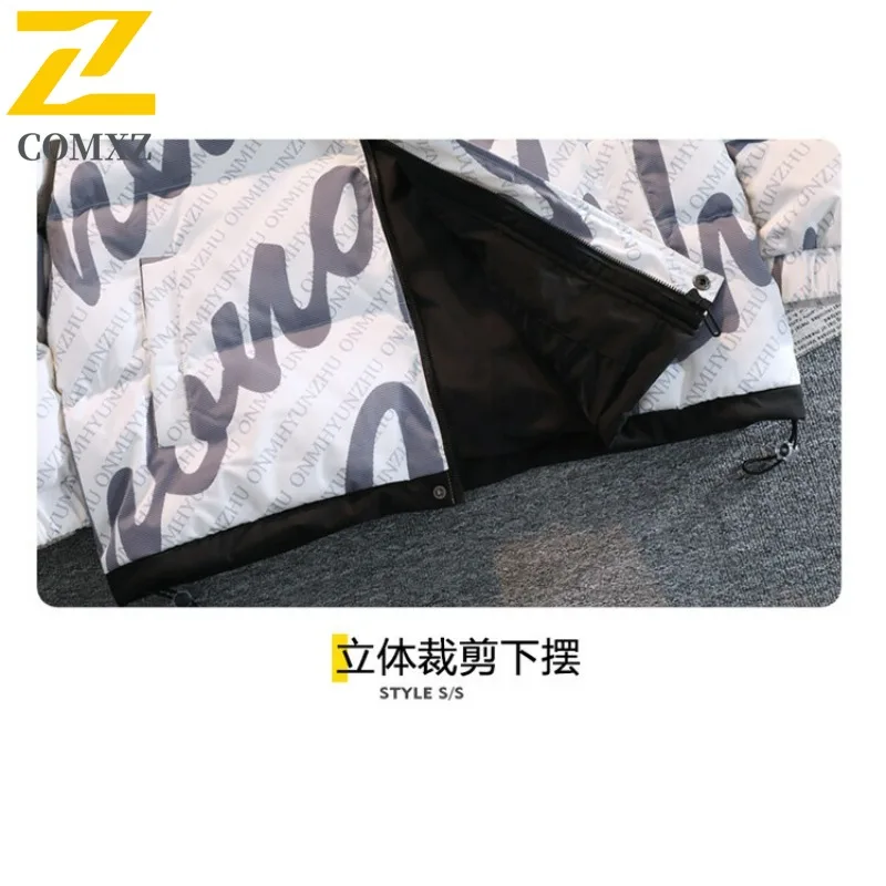 COMXZ 2025 Autumn Winter New Men Thickened Hooded Down Jacket Youth White Duck Down Thermal Casual outdoor sports Coat Trend